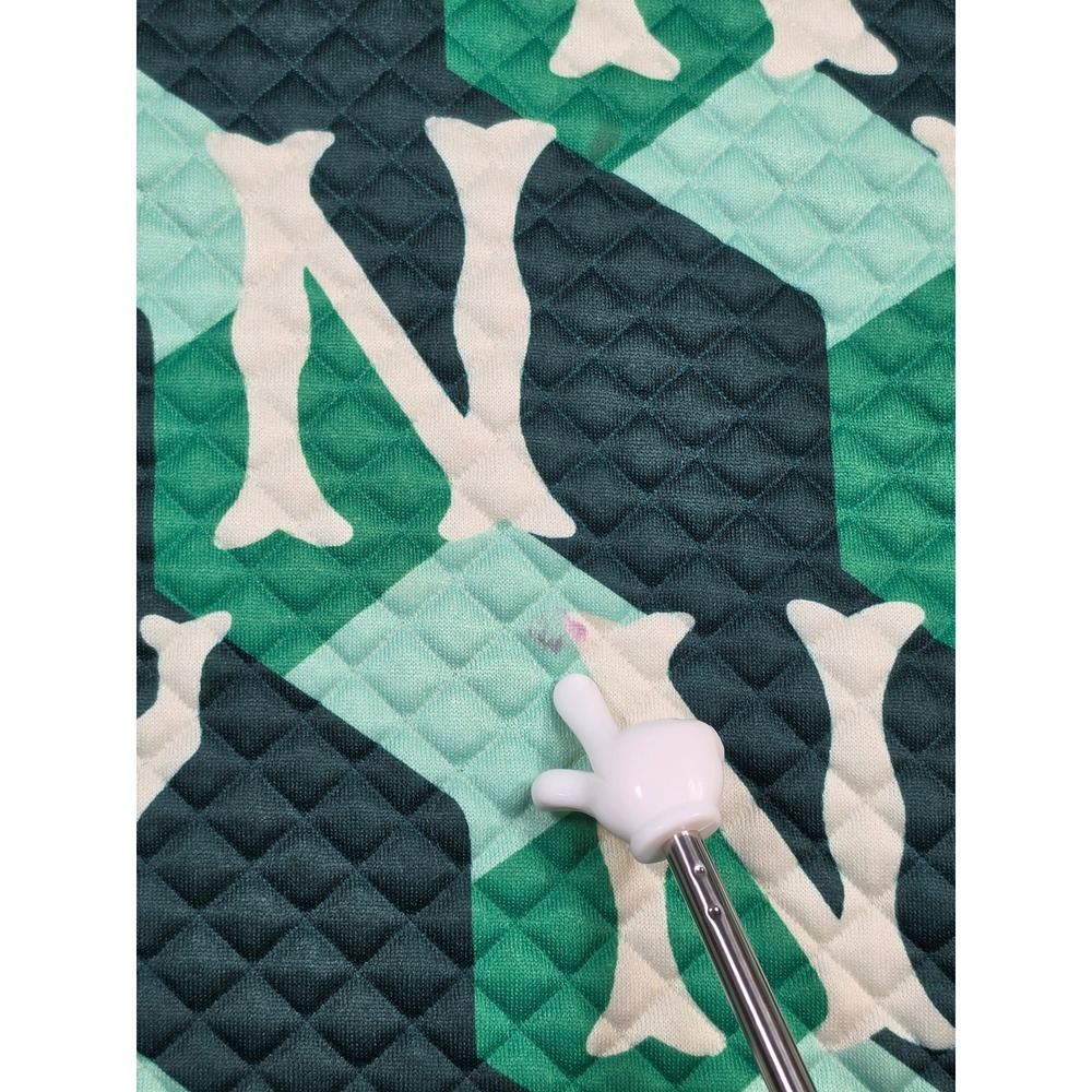 MLB‎ New York Yankees Mens S/M Green Quilted Monogram Short Sleeve Shirt NY Logo - Picture 6 of 9